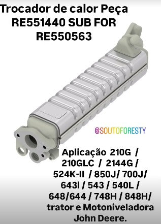 Trocador de calor RESFRIADOR da EGR RE551440 - SUB FOR RE550563